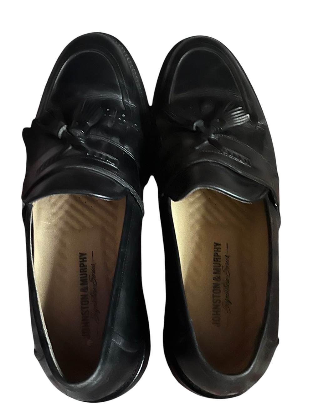 Johnston & Murphy Mens 8.5 M Black Leather Loafers 15-4577 Slip On Shows VGC